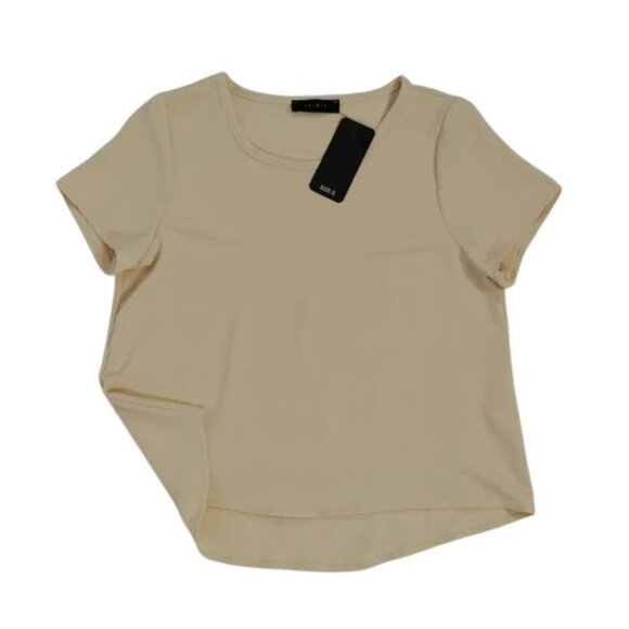 2 Saints Womens Beige Short Sleeve Scoop Neck Polyester Blouse Size S. NWT - Picture 5 of 8